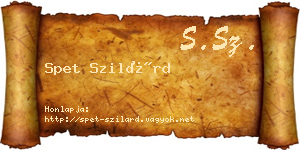 Spet Szilárd névjegykártya